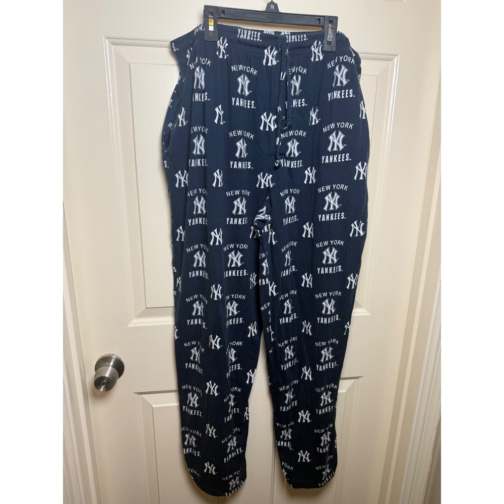 MLB New York Yankees Pajama Pants Navy Blue All Over Print Mens XL Lounge